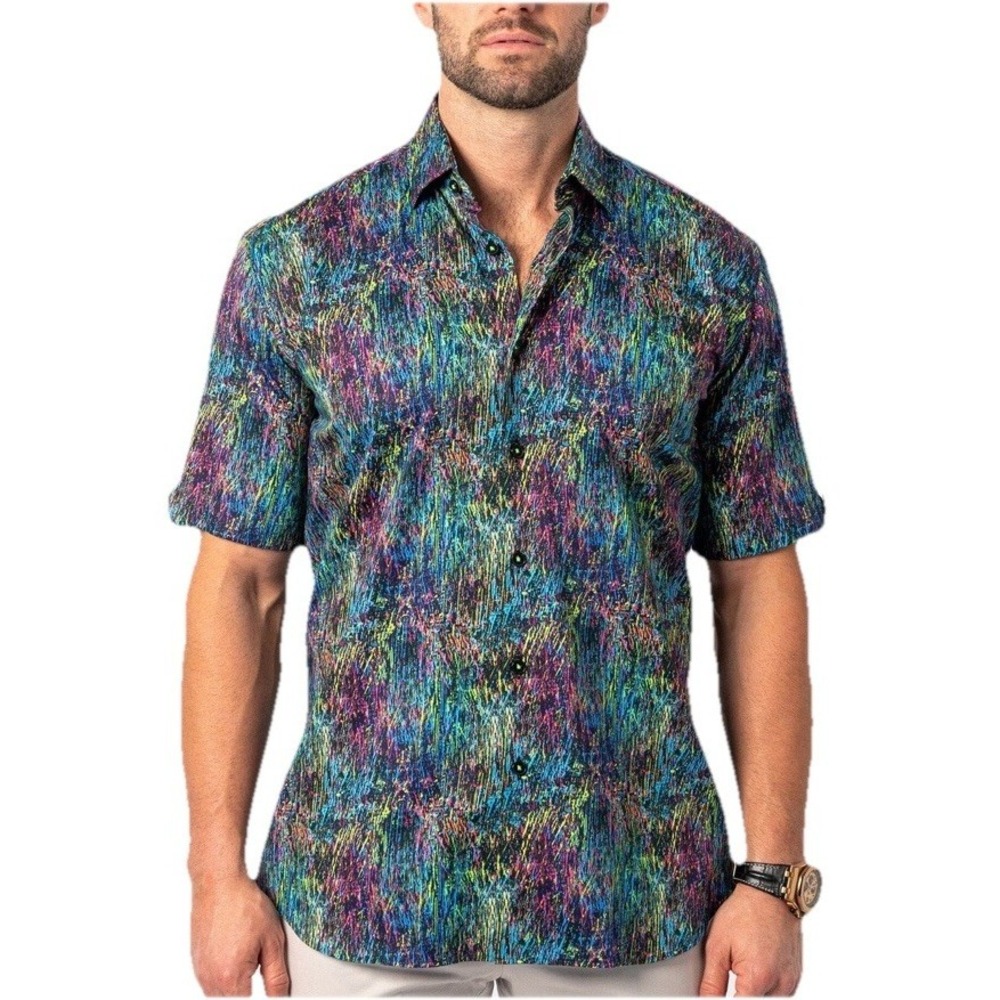 MACEOO GALILEO PAINT BLACK XXL SHORT SLEEVE BUTTON DOWN SIZE 6/XXL